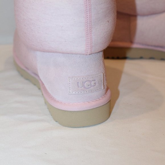 NIB UGG WOMEN'S JERSEY SHEARLING LINED LOGO MINI‎ BOOTS PINK - Picture 6 of 7